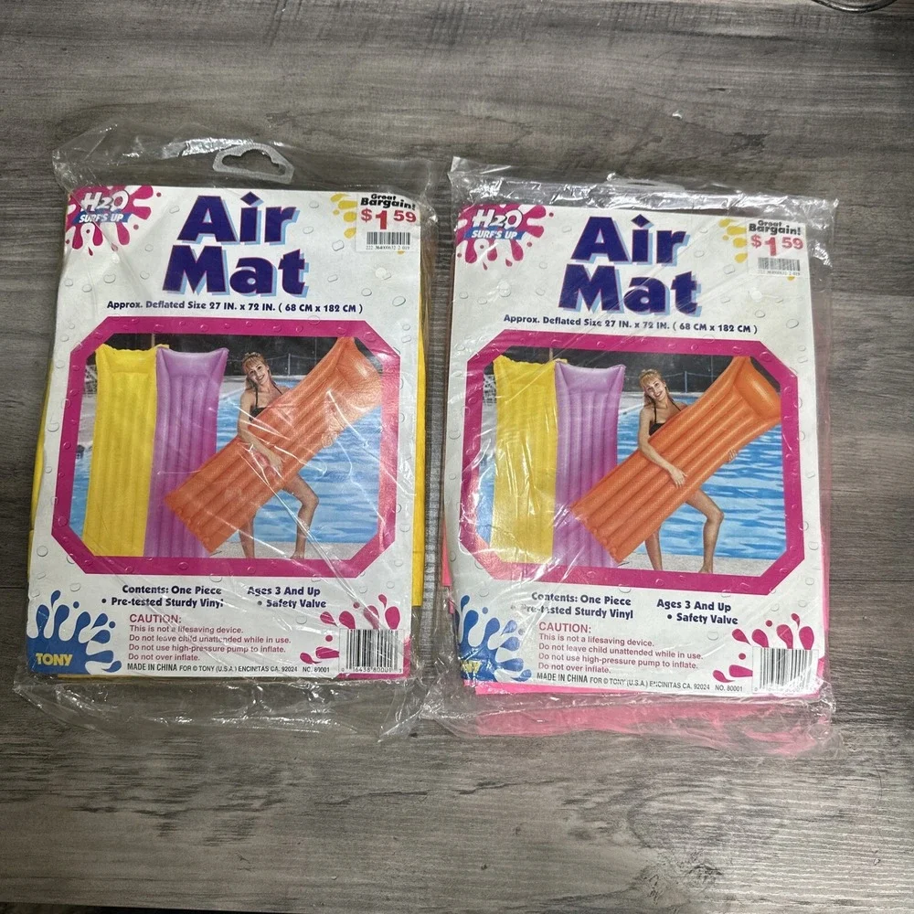 2 VTG Baywatch H2O Surf's Up Pamela Anderson Air Mat Tony NOS Pool Inflatable